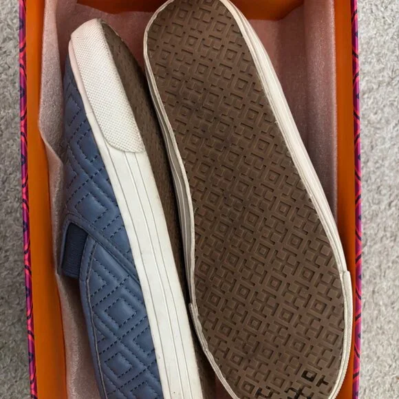 Tory Burch Jesse Quilted Leather Slip-On Sneakers Size 9 Blue, EUC - Picture 5 of 6